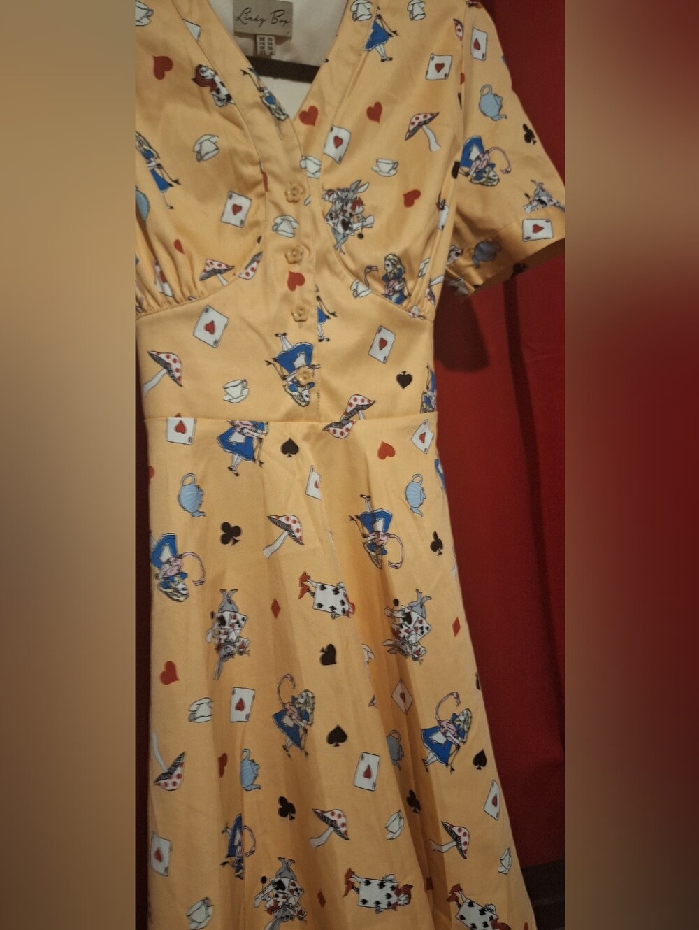 Lindy BOP Womens Yellow Alice-Inspired Party Dress